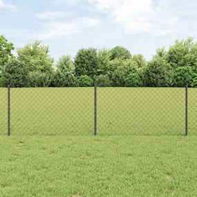 vidaXL Cerca de Cadeia com 22 Postes U Cinza 0.6x25 m de Aço