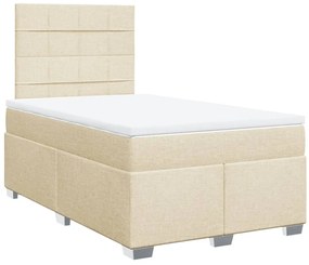 Cama boxspring com colchão 120x190 cm tecido cor creme