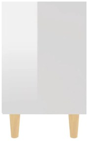 Mesas cabeceira pernas madeira 2pcs 40x30x50cm branco brilhante