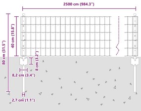 Cerca Euro com 11 Postes U Cinza 0,4x25 m Aço