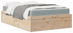 Cama com colchão 120x190 cm madeira de pinho maciça