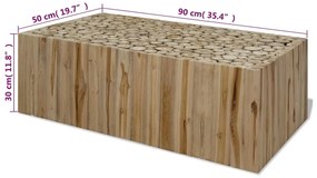 Mesa de centro em madeira de teca genuína 90x50x30 cm