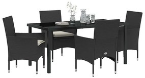 Conjunto de Jantar para Jardim com 5 Peças e Almofadas em Rattan Sinté