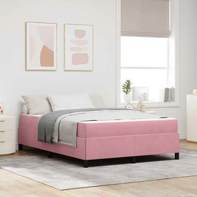 vidaXL Estrutura da Cama com colchão Rosa 140 x 200 cm tecido