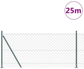 Conjunto de Postes de Cerca Prateado 25 x 1 m Aço Galvanizado