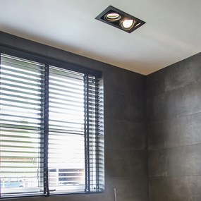 Conjunto de 12 focos embutidos pretos AR111 reguláveis 2 luzes - Oneon