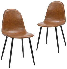 vidaXL Cadeiras de jantar 2 pcs couro artificial castanho-brilhante