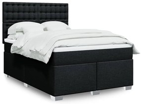 Cama com molas/colchão 160x200 cm tecido preto