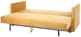 Sofá-cama de 3 lugares com arrumação em veludo mostarda EKSJO Beliani