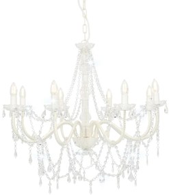 Lustre com contas lâmpadas 8 x E14 branco