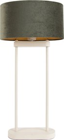 Candeeiro de Mesa Bege com Abajur Oval Verde e Interior Dourado 35cm - Thijmen