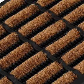 Tapete de porta retangular 40x60 cm borracha e fibra de coco