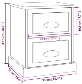 Mesa de cabeceira 39x39x47,5 cm derivados de madeira branco