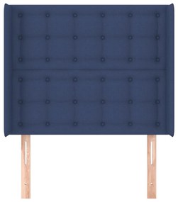 Cabeceira de cama c/ abas tecido 83x16x118/128 cm azul