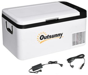 Outsunny Geleira com Compressor 18L Portátil até -20℃ com Luz LED e Alças Dobráveis Geleira de Carro 58,5x33,5x29,2cm Branco | Aosom Portugal