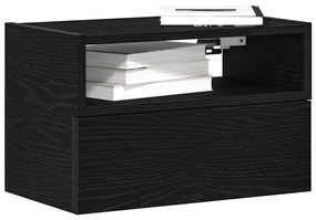 Mesa de cabeceira de parede 45x26x28,5 cm preto