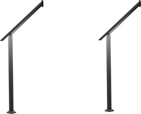 Conjunto de 2 Corrimãos para Escadas de 3 Degraus, 99 x 9 x 74 cm, Ângulo Ajustável de 0° a 150°, Preto