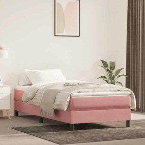 vidaXL Colchão de molas ensacadas 90x220x20 cm veludo rosa