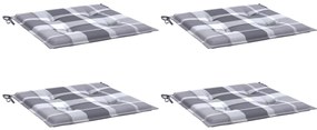 Almofadões cadeiras jardim 4pcs tecido oxford xadrez cinzento