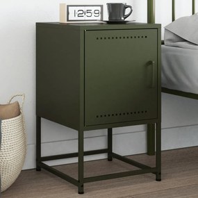 vidaXL Mesa de cabeceira 36x39x60,5 cm aço verde azeitona