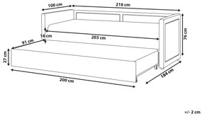 Cama dupla em bombazine cinzento escuro 90 x 200 cm MIMIZAN Beliani