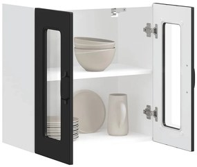 Armário de parede de cozinha porta vidro Kalmar preto