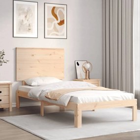vidaXL Estrutura cama de solteiro c/ cabeceira madeira maciça