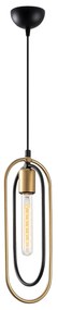 Candeeiro Suspenso Cerco – Preto e Dourado – 14 x 8 cm