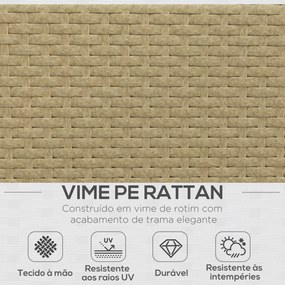 Conjunto de Móveis de Vime 3 Peças Mesa de Centro Sofá Duplo e Sofá de