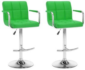 vidaXL Bancos de bar 2 pcs couro artificial verde