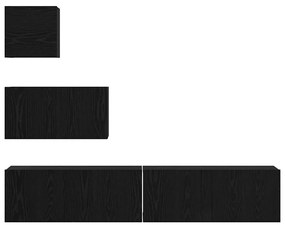 Gabinete de TV de Parede 4 pcs Carvalho preto 80 x 30 x 30.5 cm