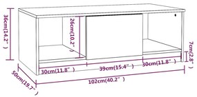 Mesa centro 102x50x36 cm derivados de madeira carvalho castanho