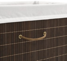 Cesto retangular para roupa suja bambu castanho escuro