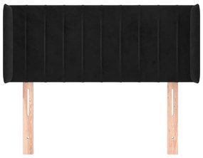 Cabeceira de cama c/ abas veludo 93x16x78/88 cm preto