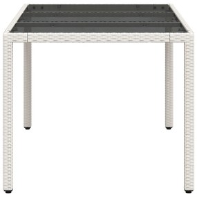 Mesa de jardim com tampo de vidro 150x90x75 cm vime PE branco