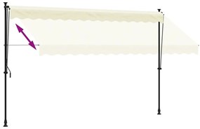 Toldo retrátil 350x150 cm tecido e aço cor creme