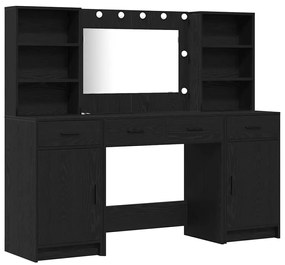 Conjunto de Mesa de Maquilhagem 3 Peças vidaXL Preto em Madeira Revest