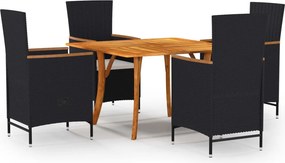 vidaXL 5 pcs conjunto de jantar para jardim preto