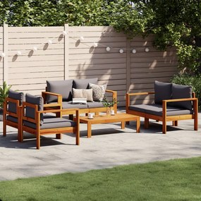 vidaXL 5 pcs conjunto de sofás de jardim com almofadões acácia maciça