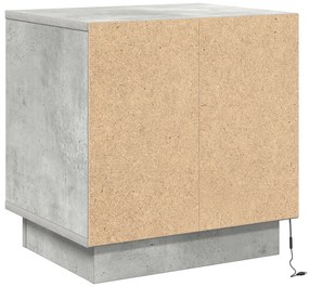 Cômodas de Cabeceira com Luzes LED 2 pcs Cinza Concreto 44x34,5x45 cm