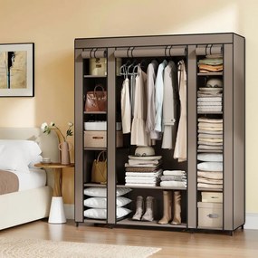 Guarda Roupa de tecido, com capa de lã, com varão para roupa 45 x 150 x 175 cm Taupe
