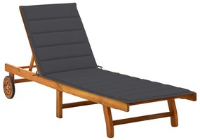 vidaXL Espreguiçadeira de jardim com almofadão madeira acácia maciça