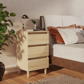 vidaXL Mesas cabeceira pernas madeira 2pcs 40x35x69cm carvalho sonoma