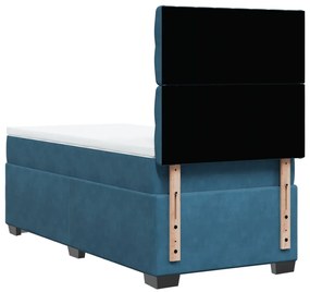 Cama boxspring com colchão 100x200 cm veludo azul