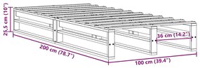 Cama sem colchão 100x200 cm pinho maciço castanho-mel