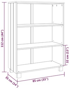 Estante HAMAR 85x35x112 cm pinho maciço cinza-claro