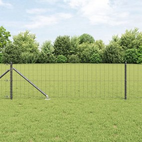Cerca Euro com 13 Postes de Ponta 0.4x50 m Aço Galvanizado Cinza