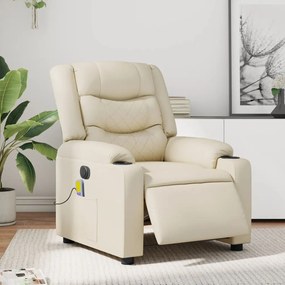 vidaXL Poltrona massagens reclinável elétrica couro artificial creme