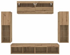Armários de TV vidaXL com Luzes LED 2 pcs Carvalho Artesanal 80x30x30