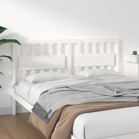 Cabeceira de cama 165,5x4x100 cm madeira de pinho maciça branco